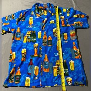 Pacific & co Vibrant Blue Hawaiian Shirt with Beer Print